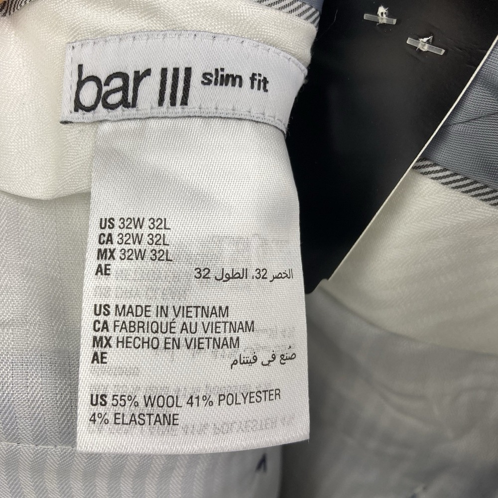 Bar III‎ Mens Slim fit Dress Pants 32Wx32L Blue Solid Wool Blend E111699 - Picture 8 of 11